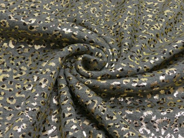 95 cm Alpenfleece Dunkelgrau melliert mit Goldglitzerprint Leo